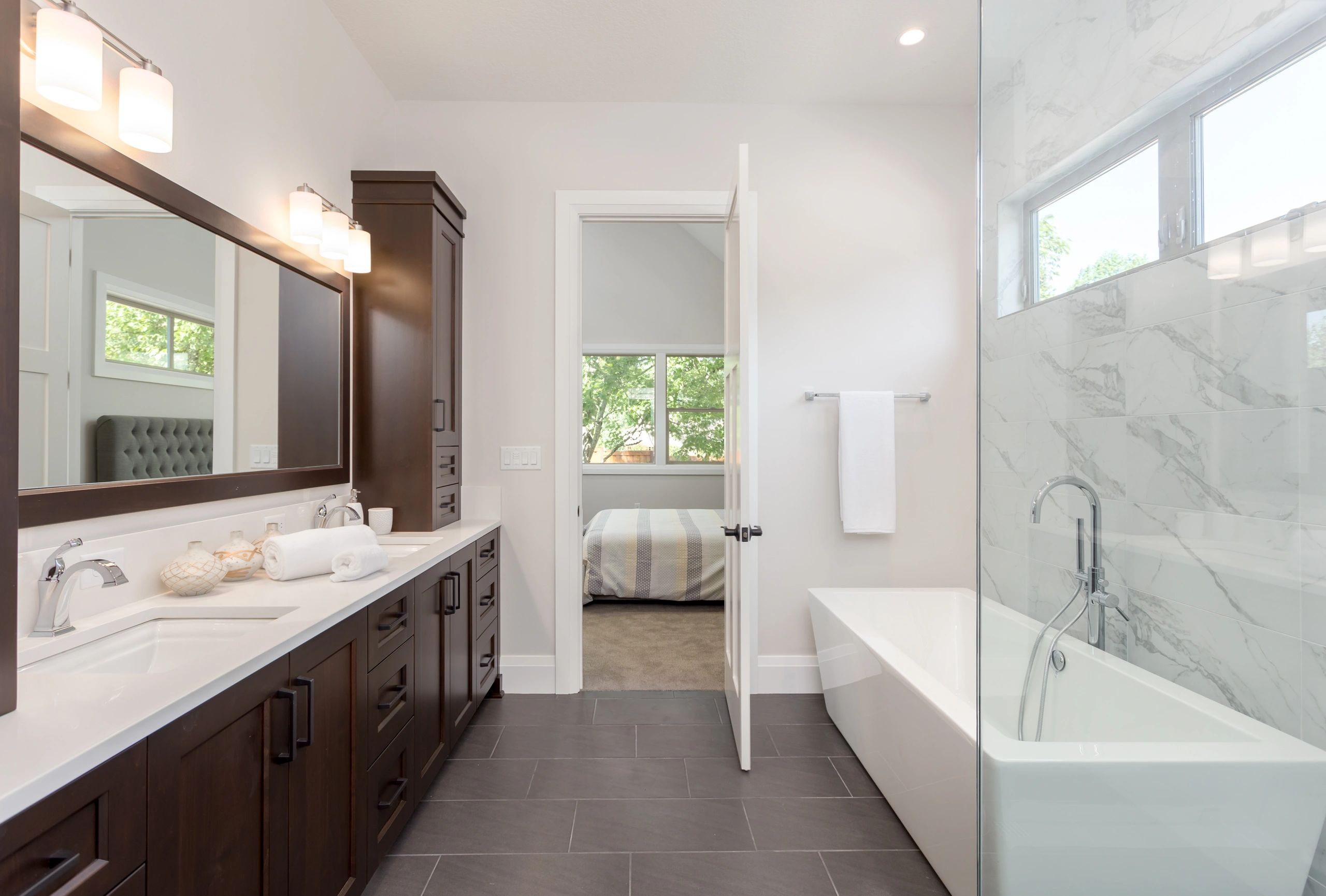 Upgraded bathroom with sleek fixtures