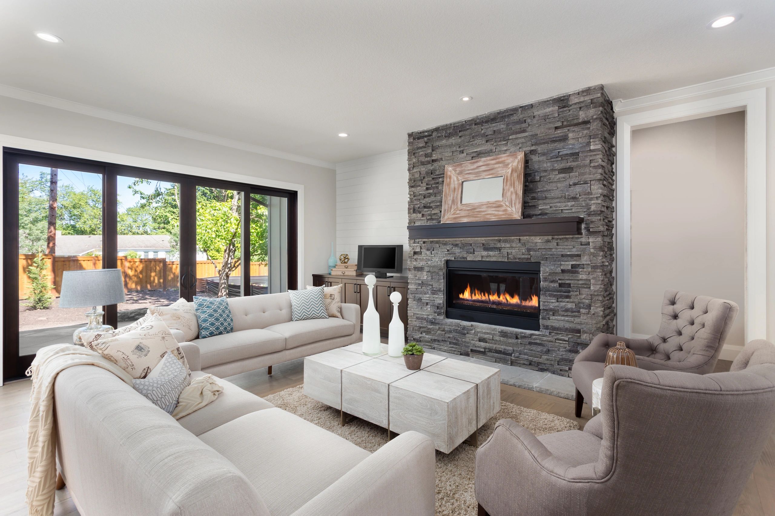 Open-plan dining area with modern furnishings